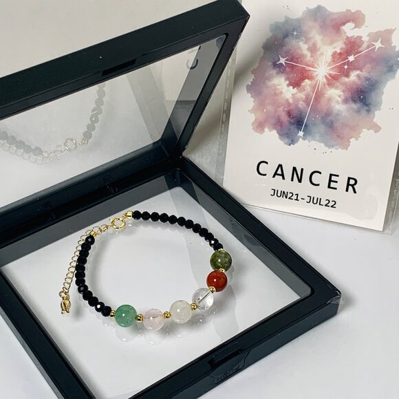 Cancer Crystal Bracelet - Handcrafted Natural Crystal 12 Constellation Bracelet - Picture 4 of 9